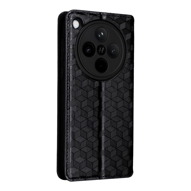 For OPPO Find X8 5G Cubic Grid Texture Flip Leather Phone Case