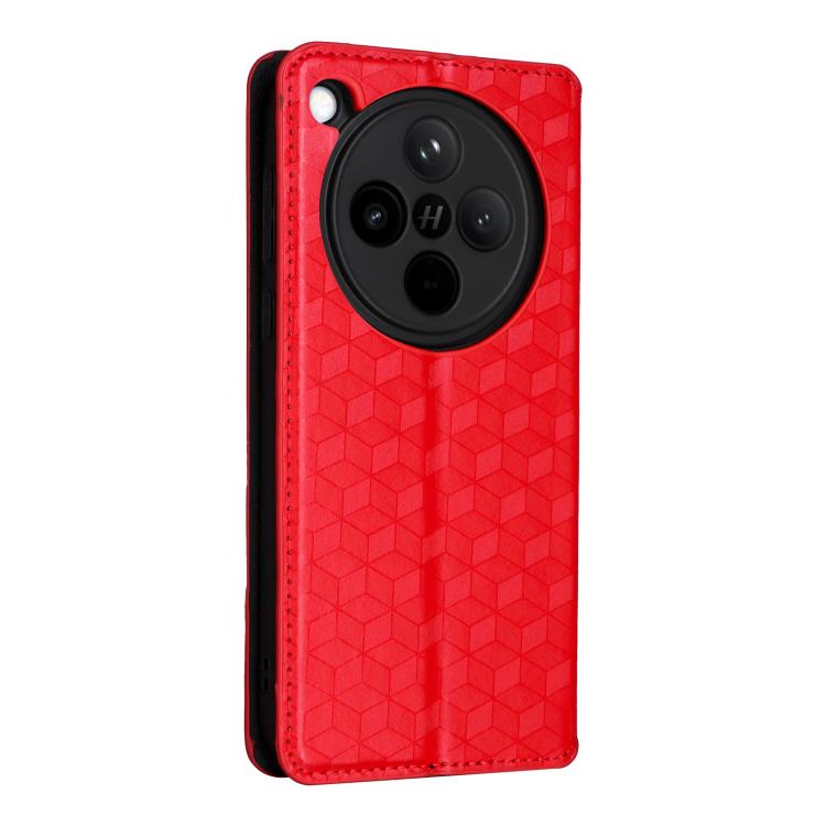 For OPPO Find X8 5G Cubic Grid Texture Flip Leather Phone Case