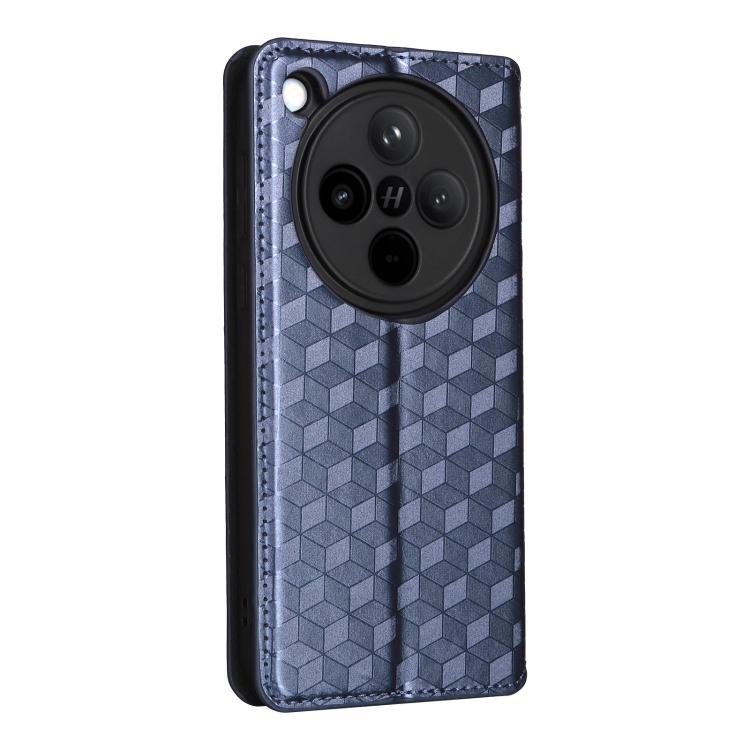 For OPPO Find X8 5G Cubic Grid Texture Flip Leather Phone Case