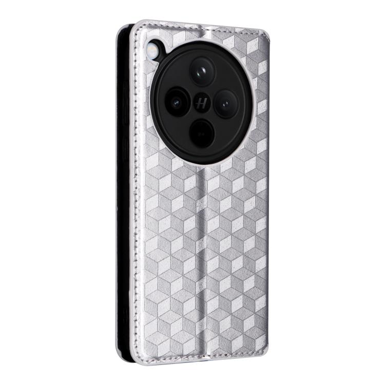 For OPPO Find X8 5G Cubic Grid Texture Flip Leather Phone Case