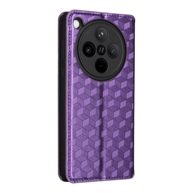 For OPPO Find X8 5G Cubic Grid Texture Flip Leather Phone Case