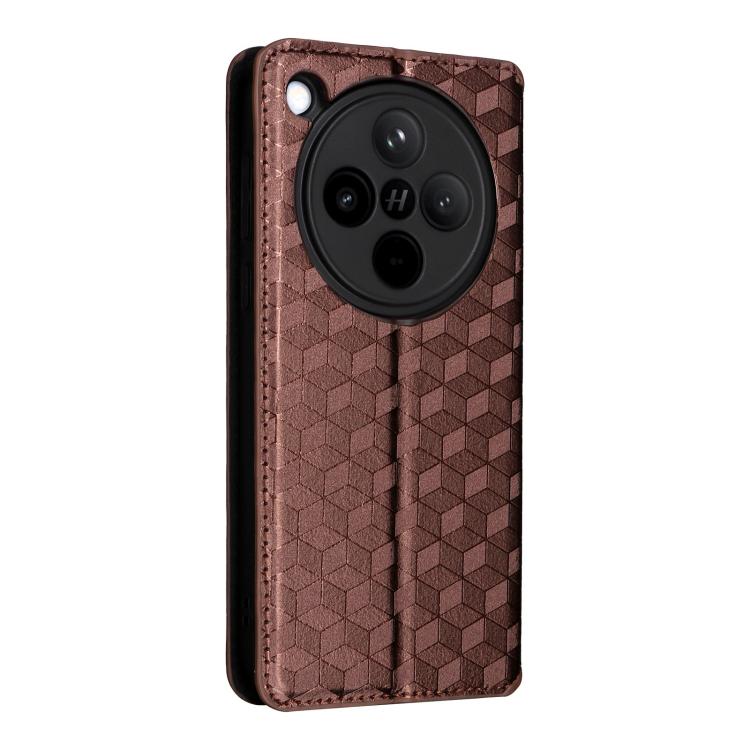 For OPPO Find X8 5G Cubic Grid Texture Flip Leather Phone Case