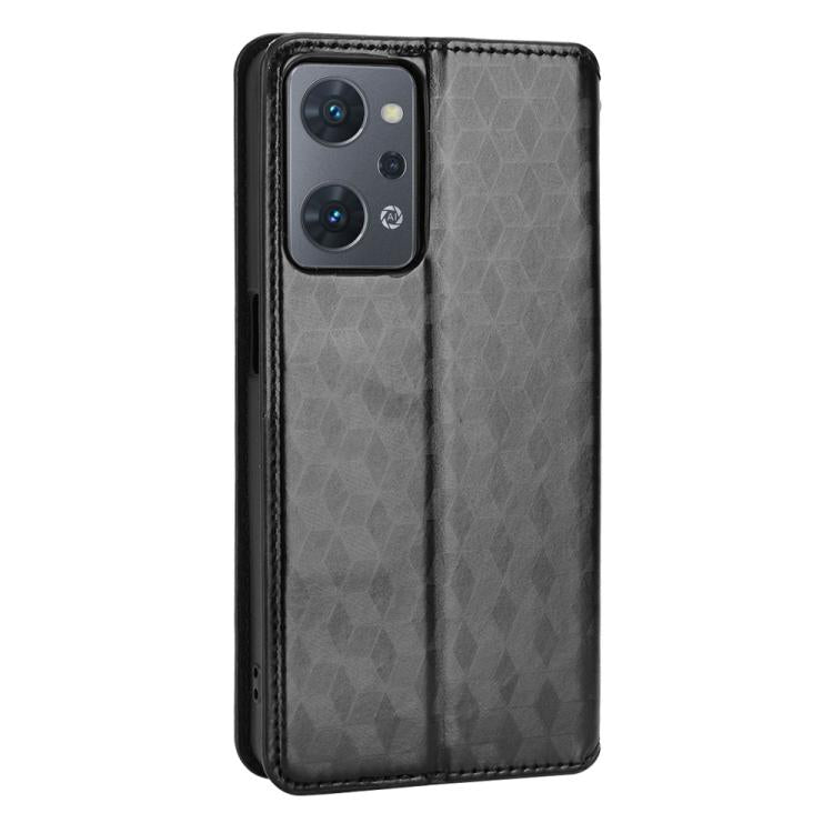 For OPPO Reno9 A Cubic Grid Texture Flip Leather Phone Case