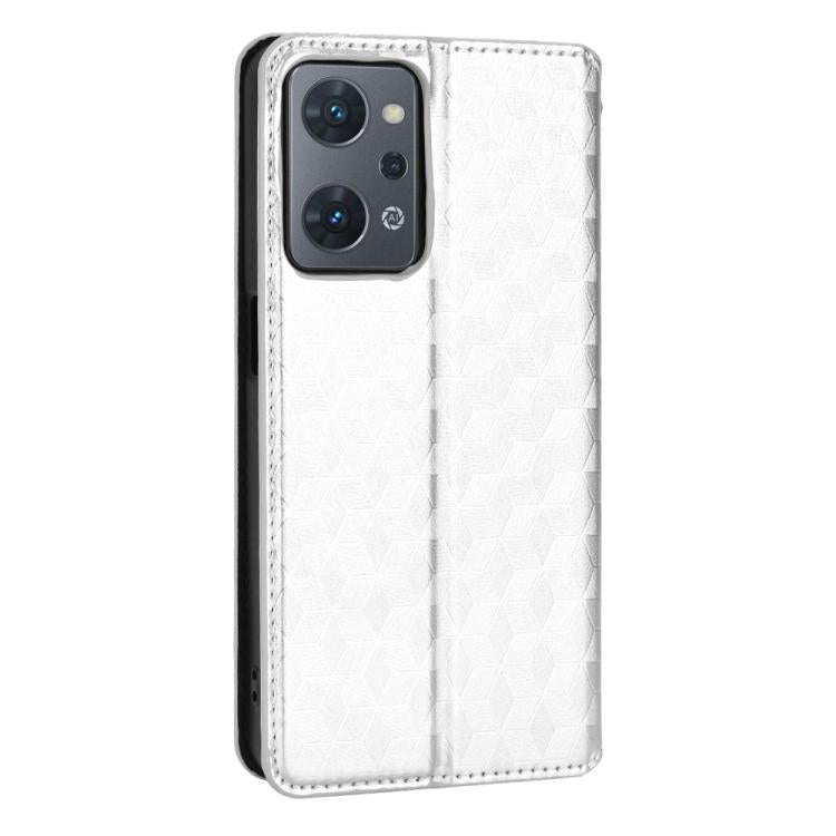 For OPPO Reno9 A Cubic Grid Texture Flip Leather Phone Case