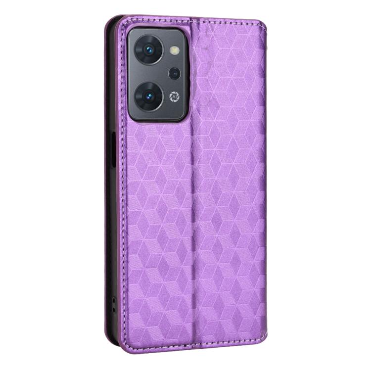 For OPPO Reno9 A Cubic Grid Texture Flip Leather Phone Case