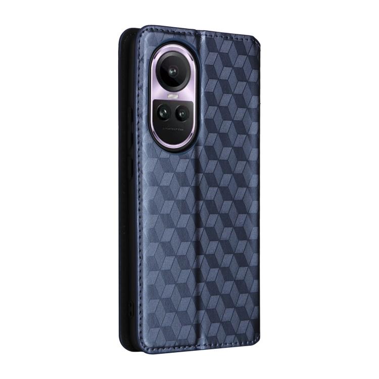 For OPPO Reno10 5G Global Cubic Grid Texture Flip Leather Phone Case
