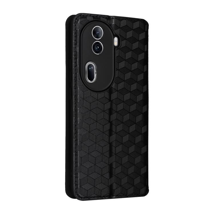 For OPPO Reno11 Pro 5G Global Cubic Grid Texture Flip Leather Phone Case