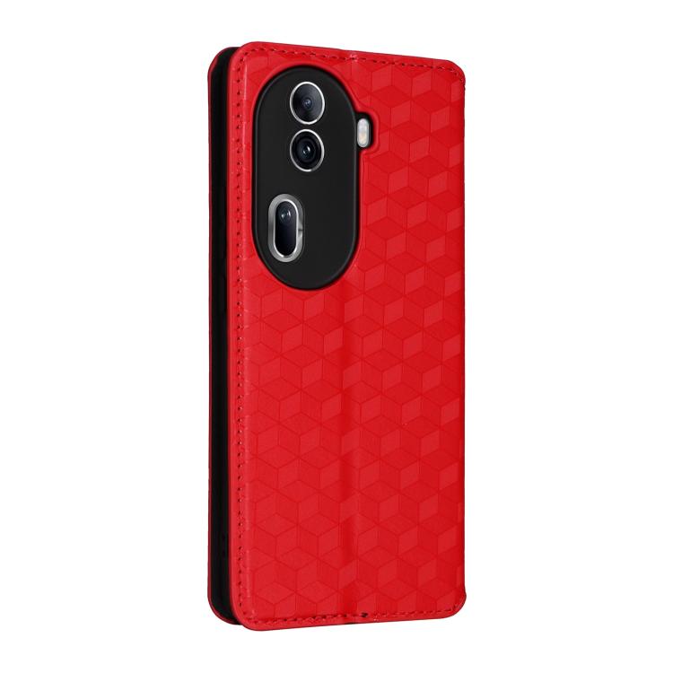 For OPPO Reno11 Pro 5G Global Cubic Grid Texture Flip Leather Phone Case