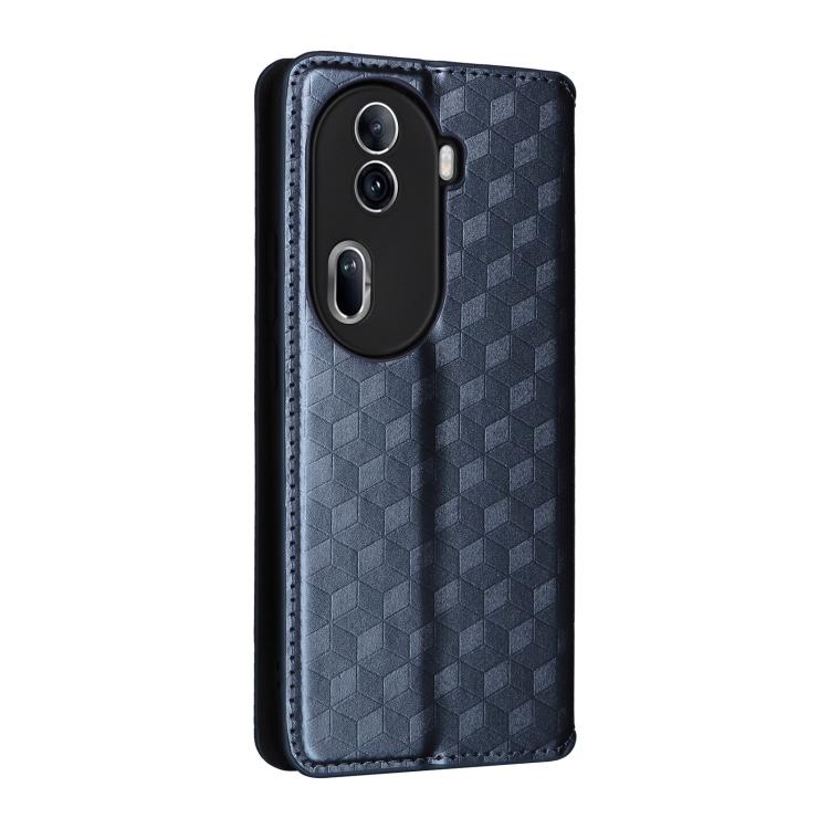 For OPPO Reno11 Pro 5G Global Cubic Grid Texture Flip Leather Phone Case