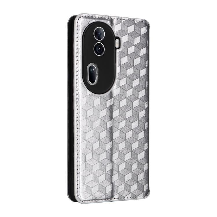 For OPPO Reno11 Pro 5G Global Cubic Grid Texture Flip Leather Phone Case