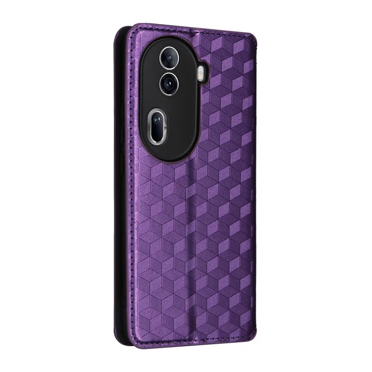 For OPPO Reno11 Pro 5G Global Cubic Grid Texture Flip Leather Phone Case