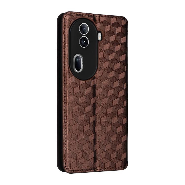 For OPPO Reno11 Pro 5G Global Cubic Grid Texture Flip Leather Phone Case