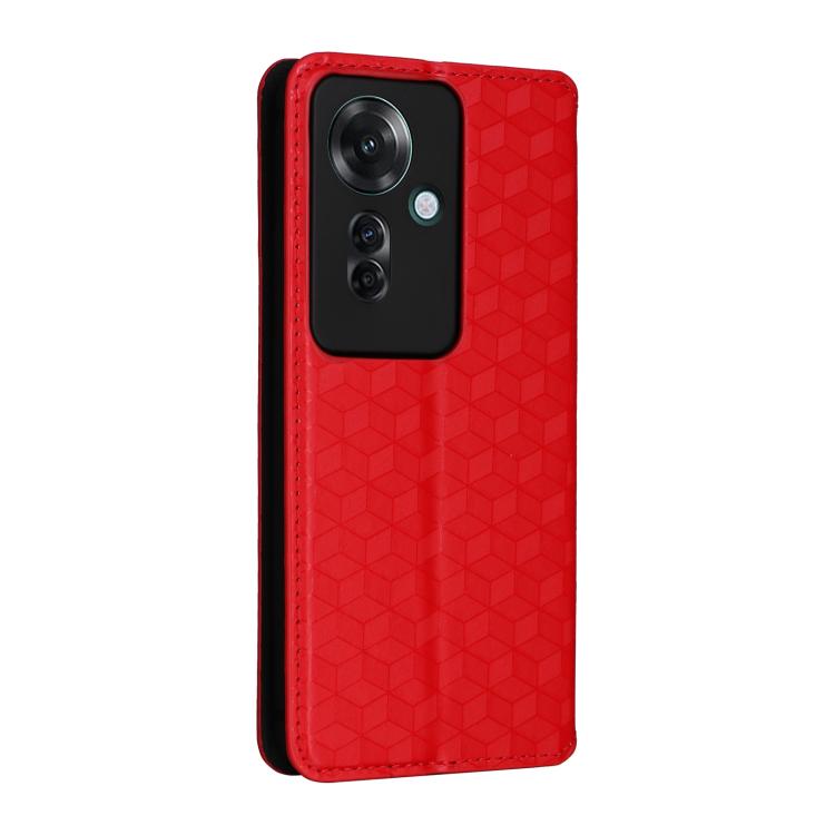 For OPPO Reno11 F 5G / F25 Pro 5G Cubic Grid Texture Flip Leather Phone Case