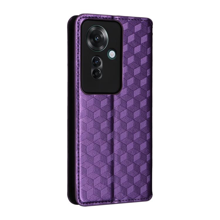 For OPPO Reno11 F 5G / F25 Pro 5G Cubic Grid Texture Flip Leather Phone Case
