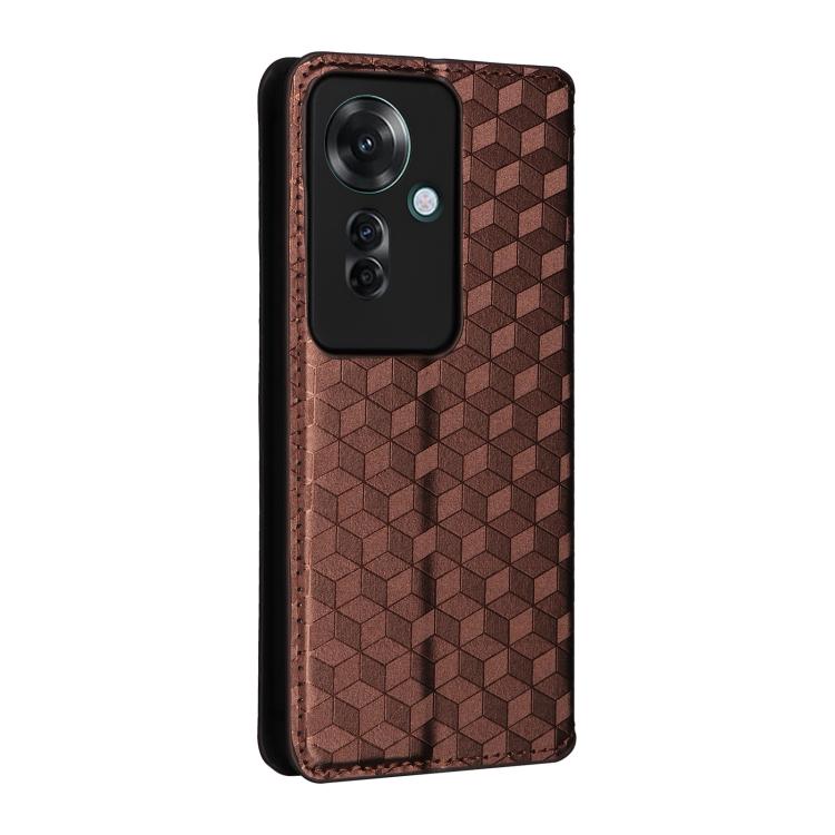 For OPPO Reno11 F 5G / F25 Pro 5G Cubic Grid Texture Flip Leather Phone Case
