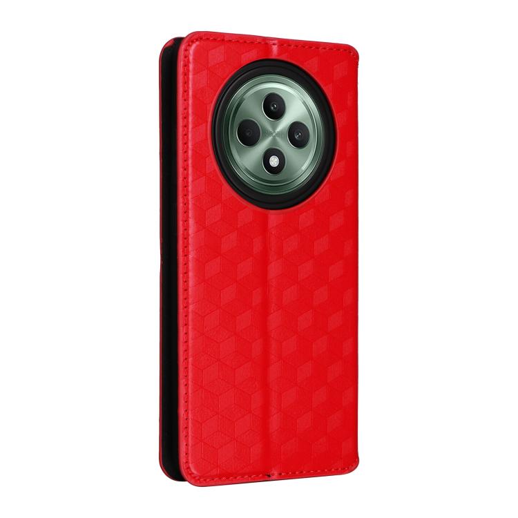 For OPPO Reno12 F 5G Cubic Grid Texture Flip Leather Phone Case