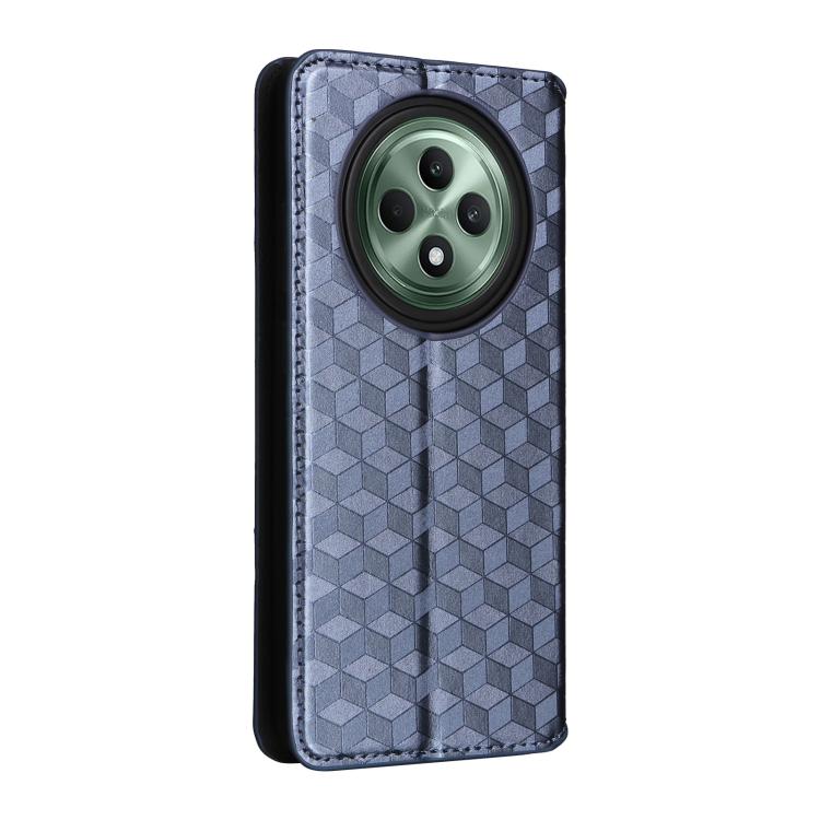 For OPPO Reno12 F 5G Cubic Grid Texture Flip Leather Phone Case