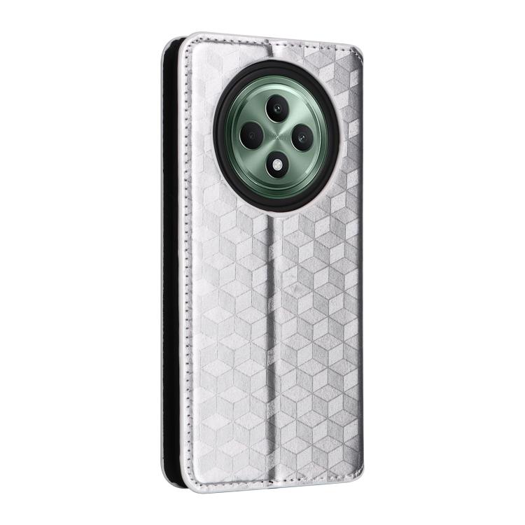For OPPO Reno12 F 5G Cubic Grid Texture Flip Leather Phone Case