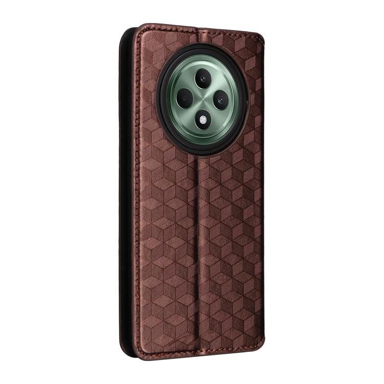 For OPPO Reno12 F 5G Cubic Grid Texture Flip Leather Phone Case