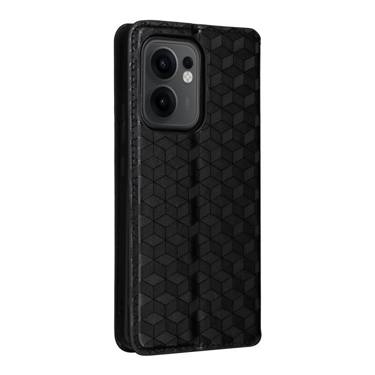 For OPPO Reno13 F 4G / 5G Cubic Grid Texture Flip Leather Phone Case