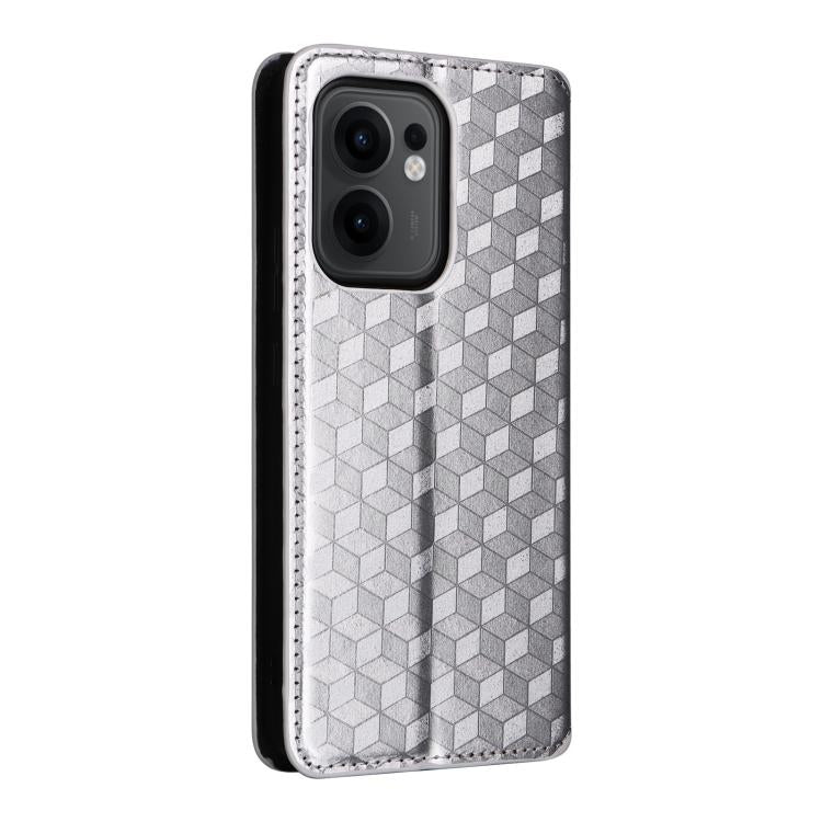 For OPPO Reno13 F 4G / 5G Cubic Grid Texture Flip Leather Phone Case