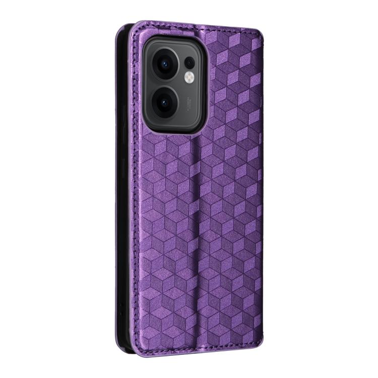 For OPPO Reno13 F 4G / 5G Cubic Grid Texture Flip Leather Phone Case