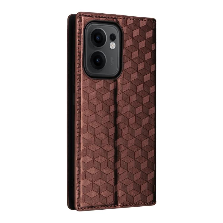 For OPPO Reno13 F 4G / 5G Cubic Grid Texture Flip Leather Phone Case