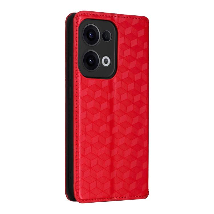 For OPPO Reno13 5G Cubic Grid Texture Flip Leather Phone Case