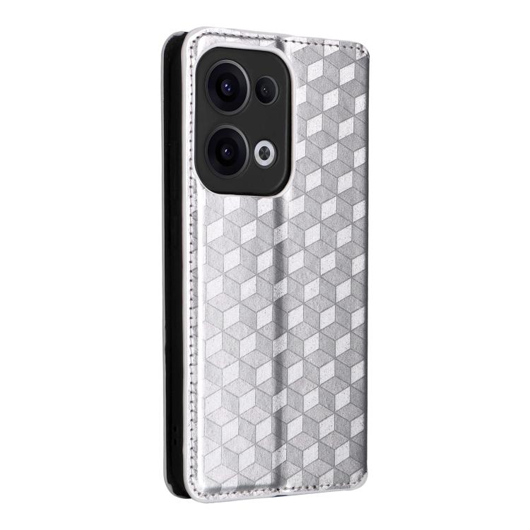 For OPPO Reno13 5G Cubic Grid Texture Flip Leather Phone Case