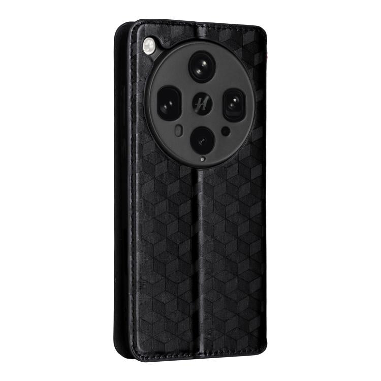 For OPPO Find X8 Ultra 5G Cubic Grid Texture Flip Leather Phone Case