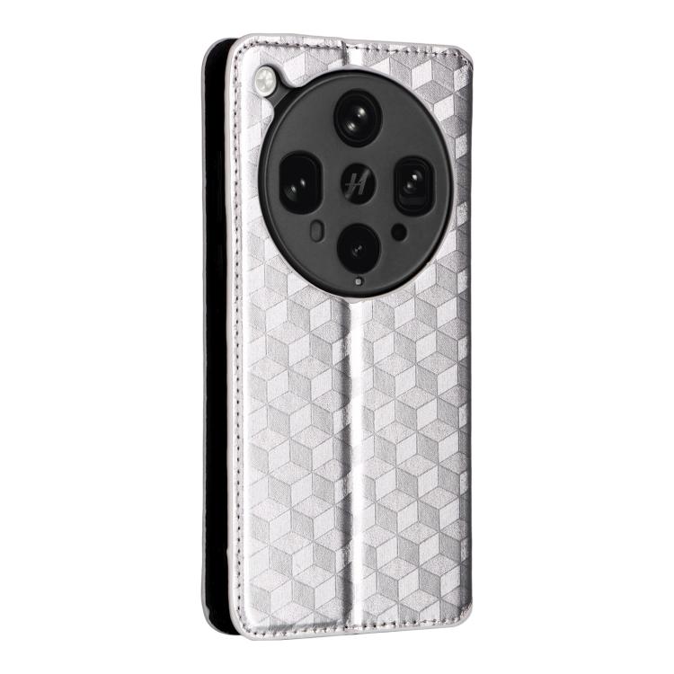 For OPPO Find X8 Ultra 5G Cubic Grid Texture Flip Leather Phone Case