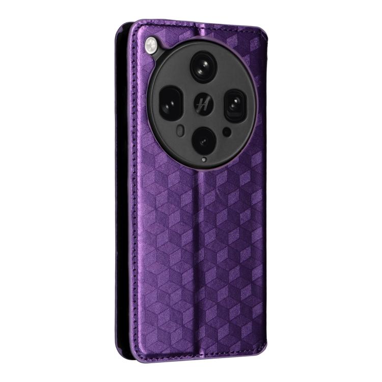 For OPPO Find X8 Ultra 5G Cubic Grid Texture Flip Leather Phone Case