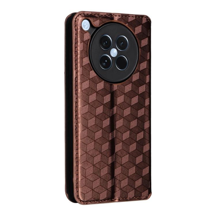 For OPPO Find X8s 5G Cubic Grid Texture Flip Leather Phone Case