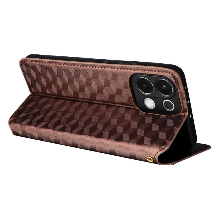 For OPPO K13 5G / K13X 5G / K12S 5G Cubic Grid Texture Flip Leather Phone Case