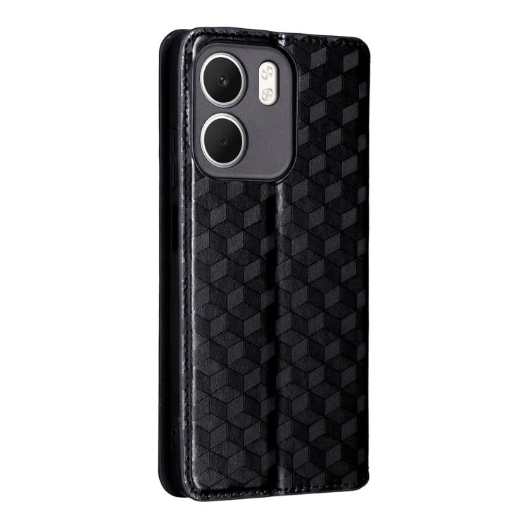 For OPPO A5x 5G / 4G Global Cubic Grid Texture Flip Leather Phone Case