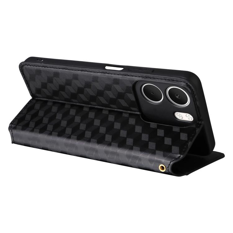 For OPPO A5x 5G / 4G Global Cubic Grid Texture Flip Leather Phone Case