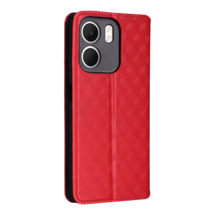 For OPPO A5x 5G / 4G Global Cubic Grid Texture Flip Leather Phone Case