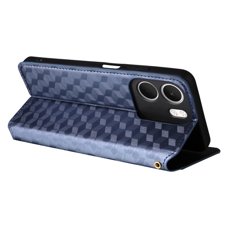 For OPPO A5x 5G / 4G Global Cubic Grid Texture Flip Leather Phone Case