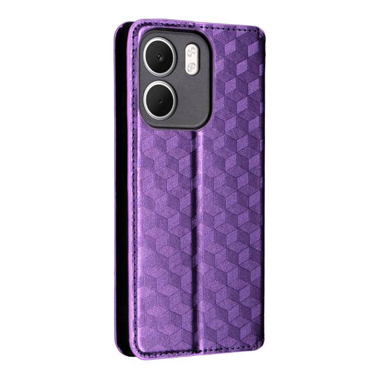 For OPPO A5x 5G / 4G Global Cubic Grid Texture Flip Leather Phone Case