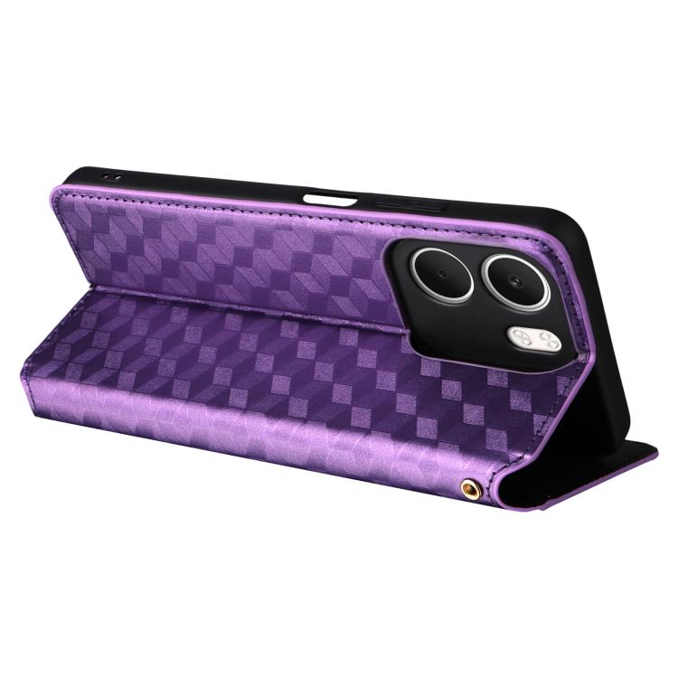 For OPPO A5x 5G / 4G Global Cubic Grid Texture Flip Leather Phone Case