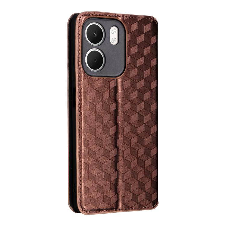 For OPPO A5x 5G / 4G Global Cubic Grid Texture Flip Leather Phone Case