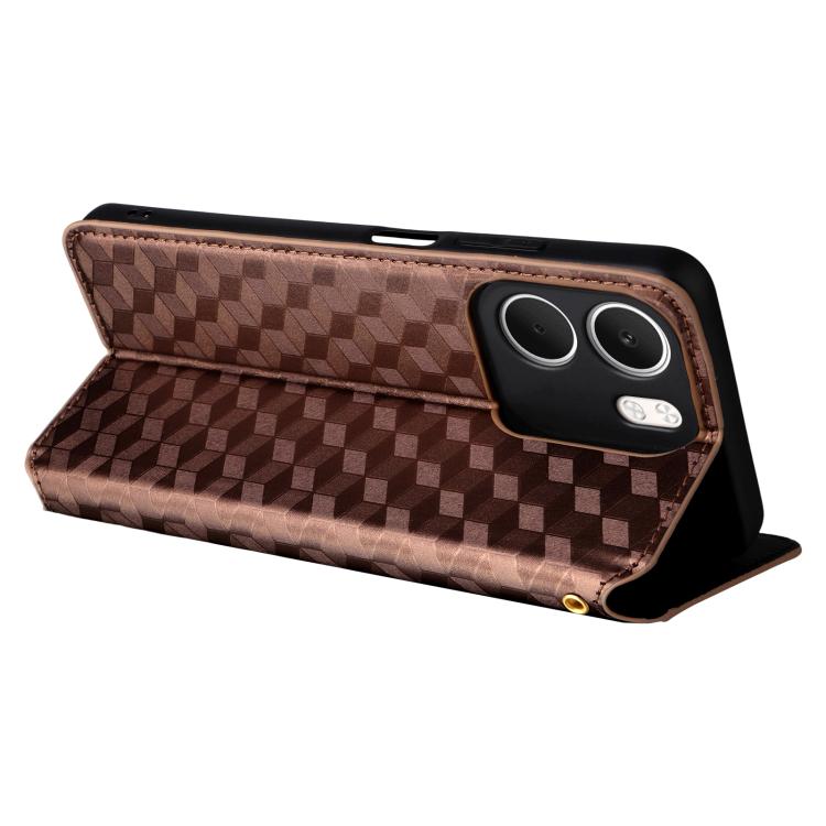 For OPPO A5x 5G / 4G Global Cubic Grid Texture Flip Leather Phone Case