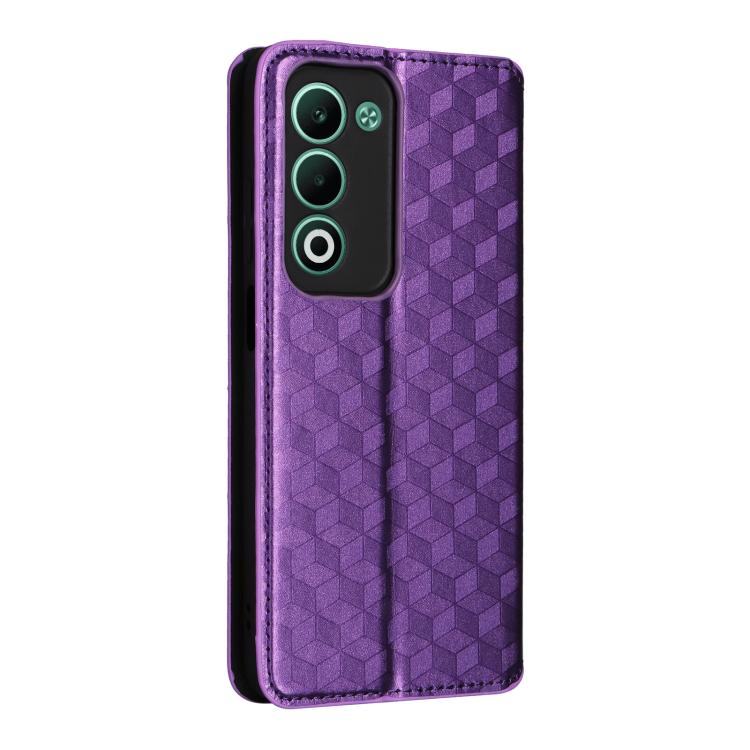 For OPPO A5 5G / 4G Global / A5M Cubic Grid Texture Flip Leather Phone Case