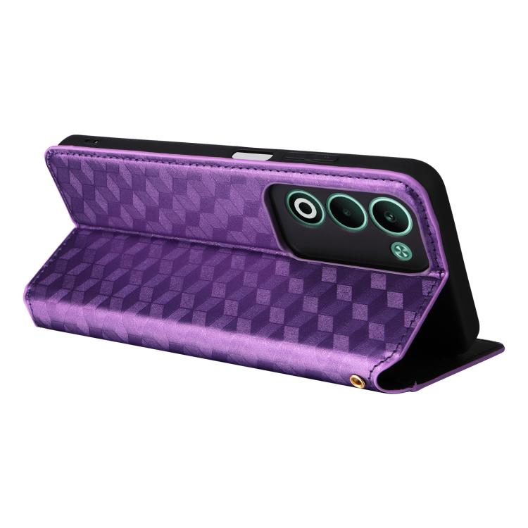 For OPPO A5 5G / 4G Global / A5M Cubic Grid Texture Flip Leather Phone Case