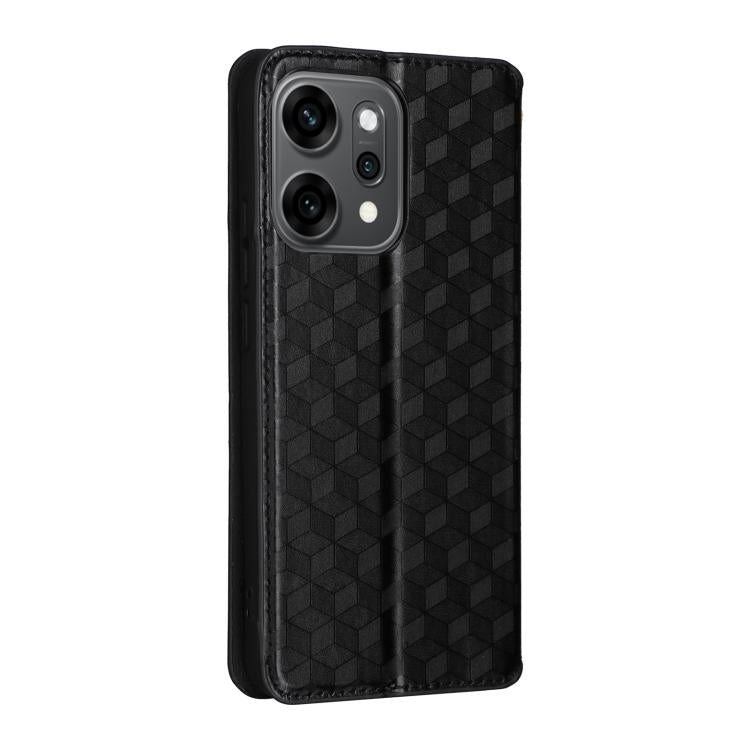For OPPO Reno14 Pro Global Cubic Grid Texture Flip Leather Phone Case