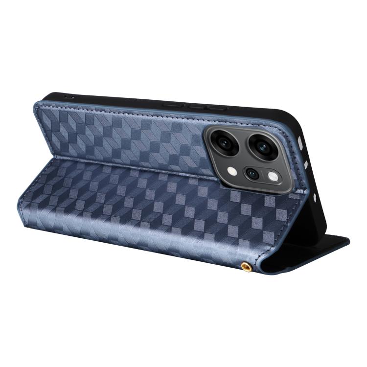 For OPPO Reno14 Pro Global Cubic Grid Texture Flip Leather Phone Case