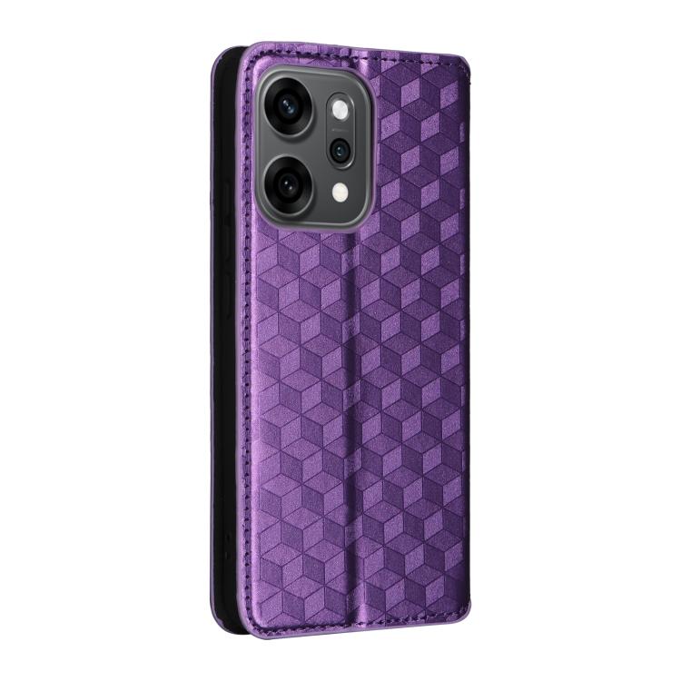 For OPPO Reno14 Pro Global Cubic Grid Texture Flip Leather Phone Case