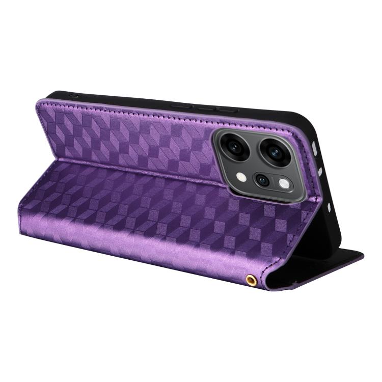 For OPPO Reno14 Pro Global Cubic Grid Texture Flip Leather Phone Case