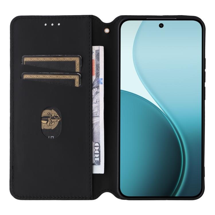 For OPPO Reno14 Pro Global Cubic Grid Texture Flip Leather Phone Case