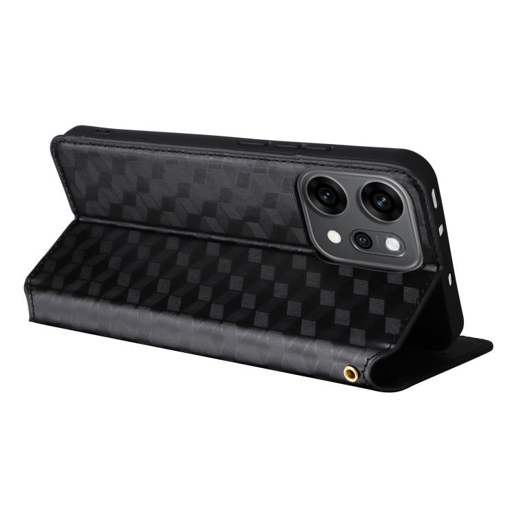 For OPPO Reno14 Global Cubic Grid Texture Flip Leather Phone Case